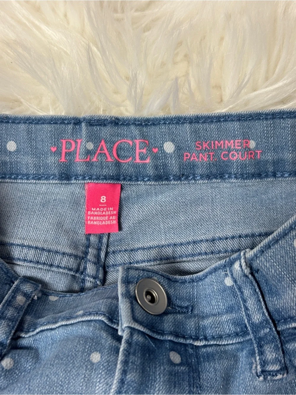 Place Light Blue Polka Dot Denim Skimmer Shorts Girl Size 8